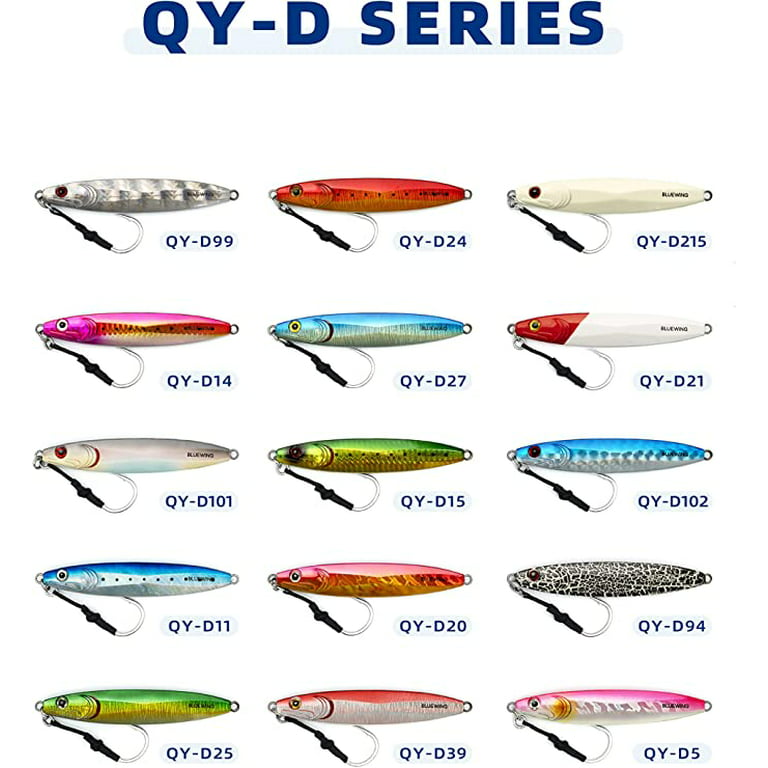 Bluewing Fishing Lures Slow Pitch Jig Flat Fall Jigging Pitching Lures Vertical Jigs, Baits with Assist Hook Fishing Artificial Bait, Glowing,100g