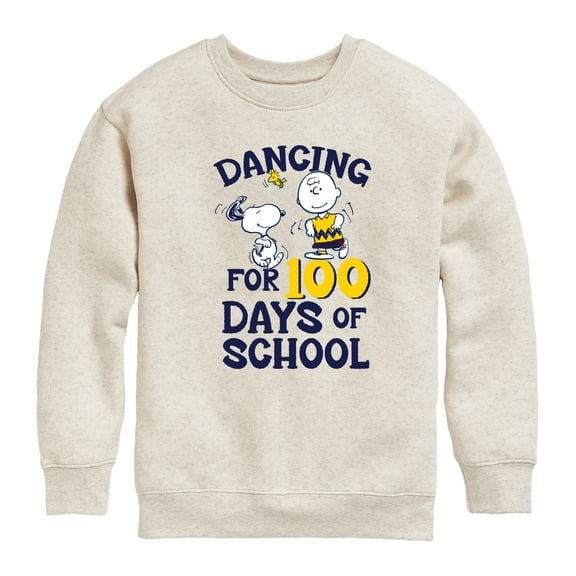 Peanuts - Dancing For 100 Days Of School - Toddler & Youth Crewneck Fleece Sweatshirt