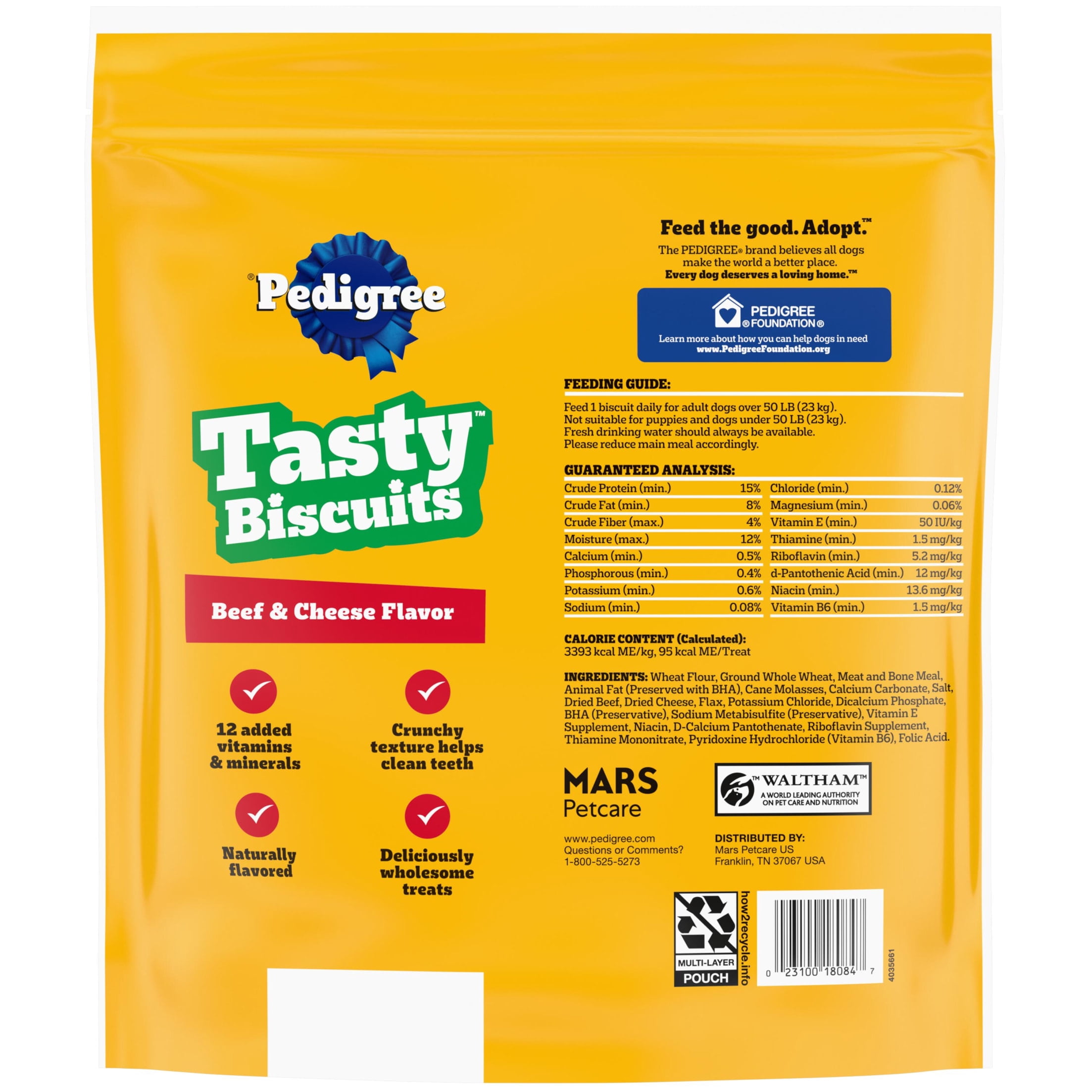 Pedigree Large Tasty Biscuits Dog Treats, Beef & Cheese Flavor, 64-oz Bag