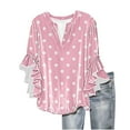 thumbnail image 2 of HongQid Womens Plus Size Tops 3/4 Sleeve Ruffle Sleeve V Neck T Shirts Loose Fit Three Quarter Length Blouses Dressy Casual Loose Tops, 2 of 6