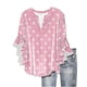 thumbnail image 2 of Tejiojio Women's Casual Printed Top Lace Trim V-Neck 3/4 Sleeves Button Down Fashionable Daily Wear, 2 of 6