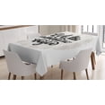 thumbnail image 1 of Ambesonne Adventure Tablecloth Rectangular Table Cover, Mandala Motif Hipster, 60"x90", Pale Grey Black White, 1 of 3
