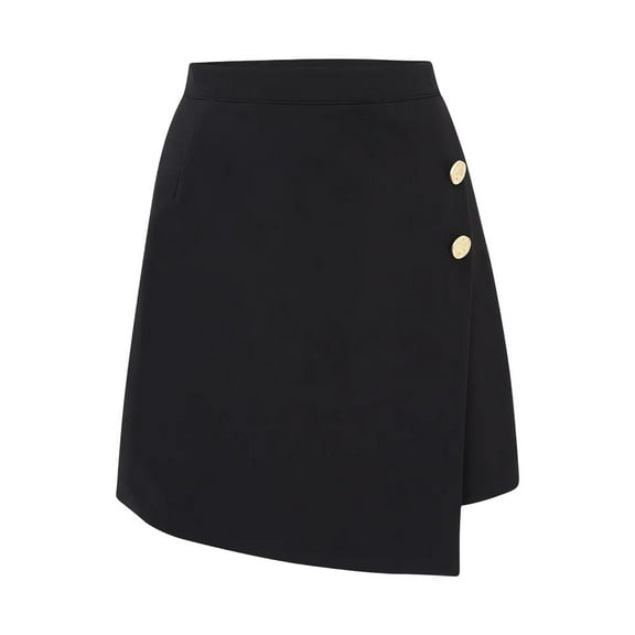 Mini Wrap Skirt With Gold Button Details