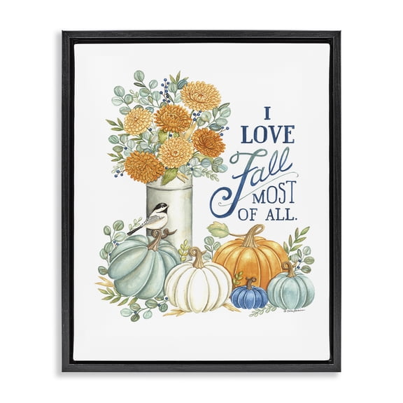 Stupell Industries French Country Love Fall Still Life Black Floating Frame Canvas Art, 17 x 21, by Deb Strain