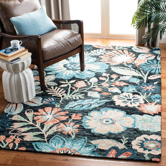 Safavieh Jardin Stewart Floral Area Rug, Charcoal/Blue, 5' x 8'