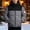 Gray, variant on Men’s Color Block Hooded Quilted Puffer Jacket, Full Zip Outer Coat, Lightweight Warm Long Sleeve Outerwear For Hiking & Daily Outdoor Excursions Black M