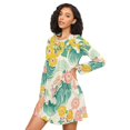 thumbnail image 3 of FORMRS Womens Long Sleeve Nightgowns Crew Neck Sleep Shirt Soft Pajamas Sizes S-3XL, Floral Wave, 3 of 8