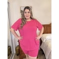 thumbnail image 3 of CASSIE LIZ Plus Size 2 Piece Outfits Womens Pink Short Sets Oversized Tshirts Matching Biker Short Summer Clothing XL 16W 18W, 3 of 8