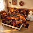 thumbnail image 2 of Homewish Fall Pumpkin Bed Sheets, Autumn Harvest Season Full Size Sheets, Rust Orange Brown Cream, 4pcs (1 Flat Sheet, 1 Fitted Sheet and 2 Pillowcases), 2 of 5