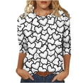 thumbnail image 2 of Hauts pour Femmes T-Shirt à Manches 3/4 à Imprimé Cœur de la Saint-Valentin à Col Rond Noir G, 2 of 6