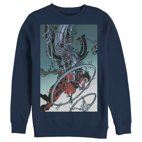 Men's Superman Robotic Fall  Sweatshirt Navy Blue 3X Large