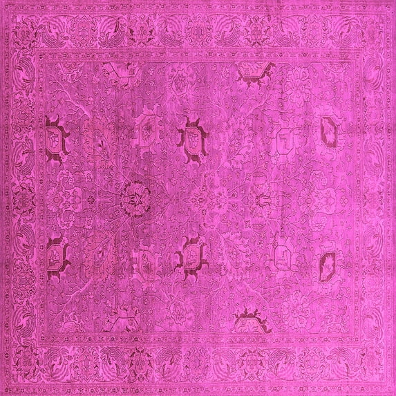 Ahgly Company Indoor Square Oriental Pink Industrial Area Rugs, 6' Square