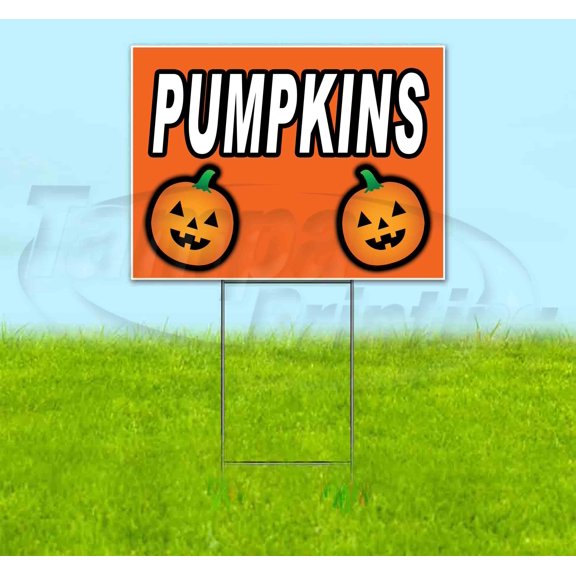 Pumpkins Orange Background (18" x 24") Yard Sign, Includes Metal Step Stake