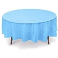 thumbnail image 3 of Party Dimension Tablecloth Plastic Disposable Island Blue Round Tablecover for Weddings, Banquets, Parties 84'' X 84'' ( 1 Count ), 3 of 4