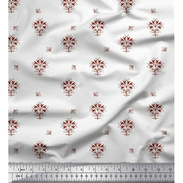 Soimoi Red Rayon Fabric Artistic Floral Fabric Prints By Yard 42 Inch Wide