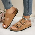 thumbnail image 3 of Women's Faux Suede Double Buckle Sandals, Cork Footbed, 3 of 6
