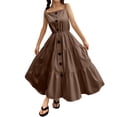 thumbnail image 1 of Robe Bébé Enfants Filles Été Décontractée Robe à Bretelles Spaghetti Robe Tournante Robe Enfant Fille Marron 10 Ans-11 Ans, 1 of 7