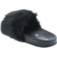 thumbnail image 3 of Cape Robbin Moira-5 Women Flip Flop Faux Fuzzy Fur Slide Slip On Flat Sandal Shoe Slipper Black, Black, 8, 3 of 7