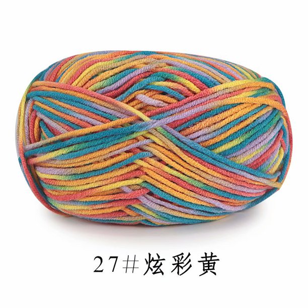 Nvzi 5 Acciones - Hilo para tejer a mano para manualidades, 2 rollos | Mezcla de algodón suave, grosor para suéteres, bufandas y proyectos de decoración del hogar. Amarillo A