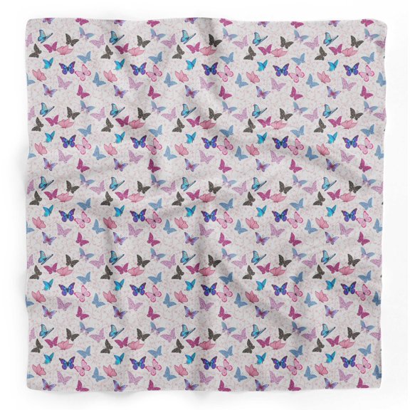 Bimba White Artistic Printed Pure Silk Scarf Neck Wrap Summer Hair Bandanas For Women 40 x 80 Inches