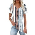 thumbnail image 2 of Otvok Womens Printed V-Neck Short Sleeved T-Shirt Spring and Summer Loose Tops, 2 of 6