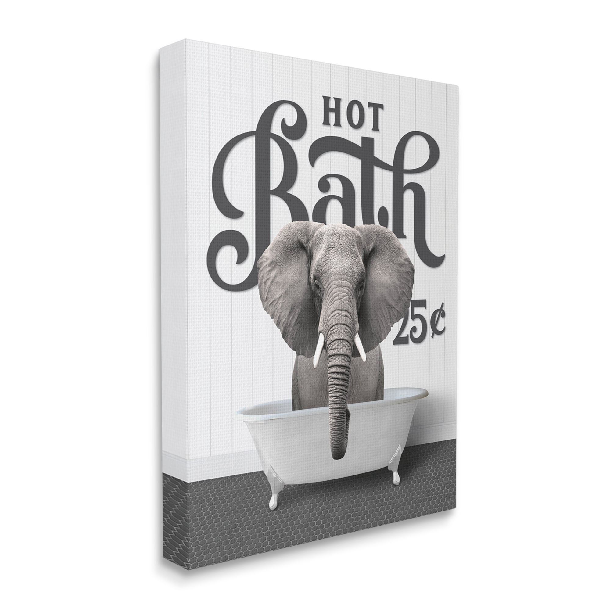 Stupell Industries Vintage Hot Bath Elephant Animals & Insects Painting Gallery Wrapped Canvas Print Wall Art, 36 x 48