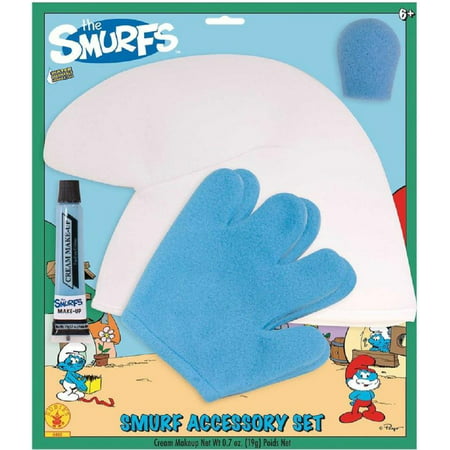 Child Size Smurf Nose Hat Gloves Makeup Tube Halloween Costume Accessory