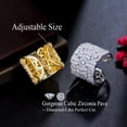 thumbnail image 6 of Chunky Silver Plated CZ Big Open Cuff Ring Cubic Zirconia Cocktail Party Jewelry, 6 of 9