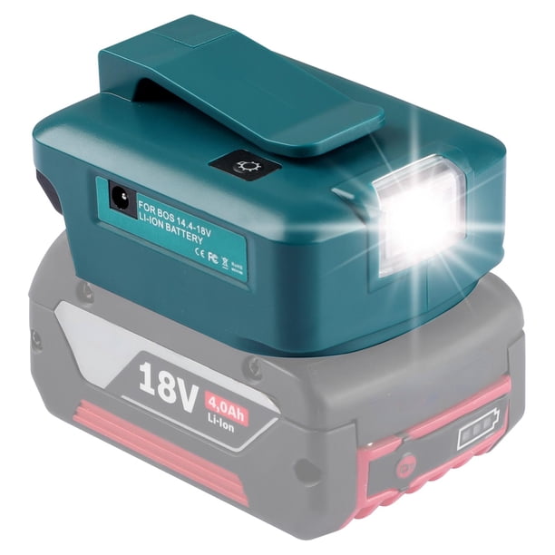 Adaptador de Batería con Luz LED Puerto Dual USB Tipo C para Batería Li-ion Makita/Dewalt/Bosch/Milwaukee/Black Decker 18V 20V