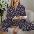 thumbnail image 6 of Pofeuu Bat Purple Print Womens Pajamas Set Long Sleeve Sleepwear Button Down Nightwear Soft Pj Lounge Sets Button Down Pajamas Women-Large, 6 of 7