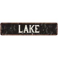 LAKE Street Sign Rustic Chic Sign Home man cave Decor Gift Black G41803110