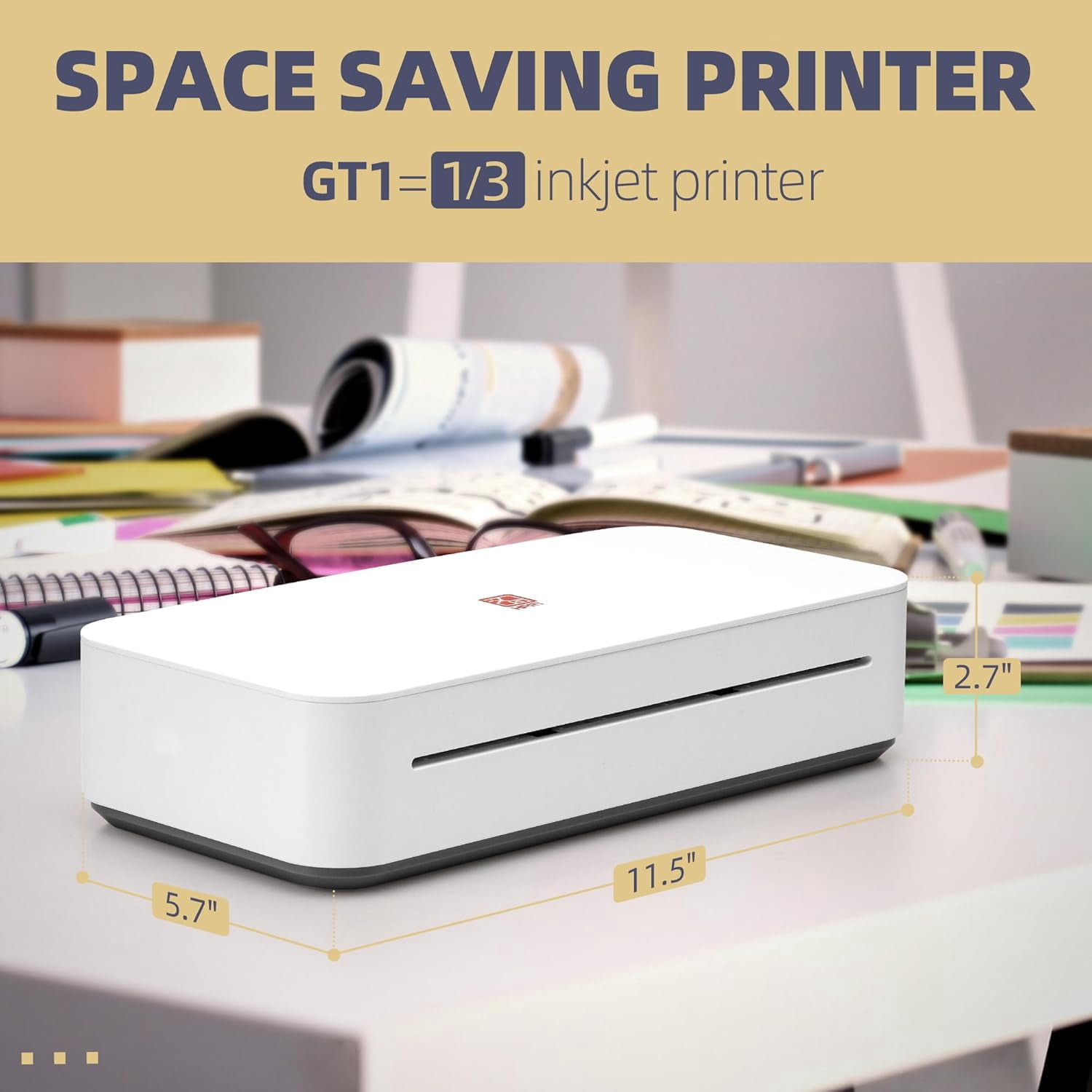 Restored HPRT GT1 Thermal Transfer Inkless Printer for Home Use, Wi-Fi Connection Supports 11''x8.5'' US Letter 300DPI High Resolution Printer,White (Refurbished)