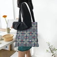 thumbnail image 6 of DouZhe Reusable Grocery Bags, Damask Colorful Leaves Lightweight Polyester Canvas Cloth Tote Bag for Travle Gym Shopping School, 15" x 16", 6 of 7