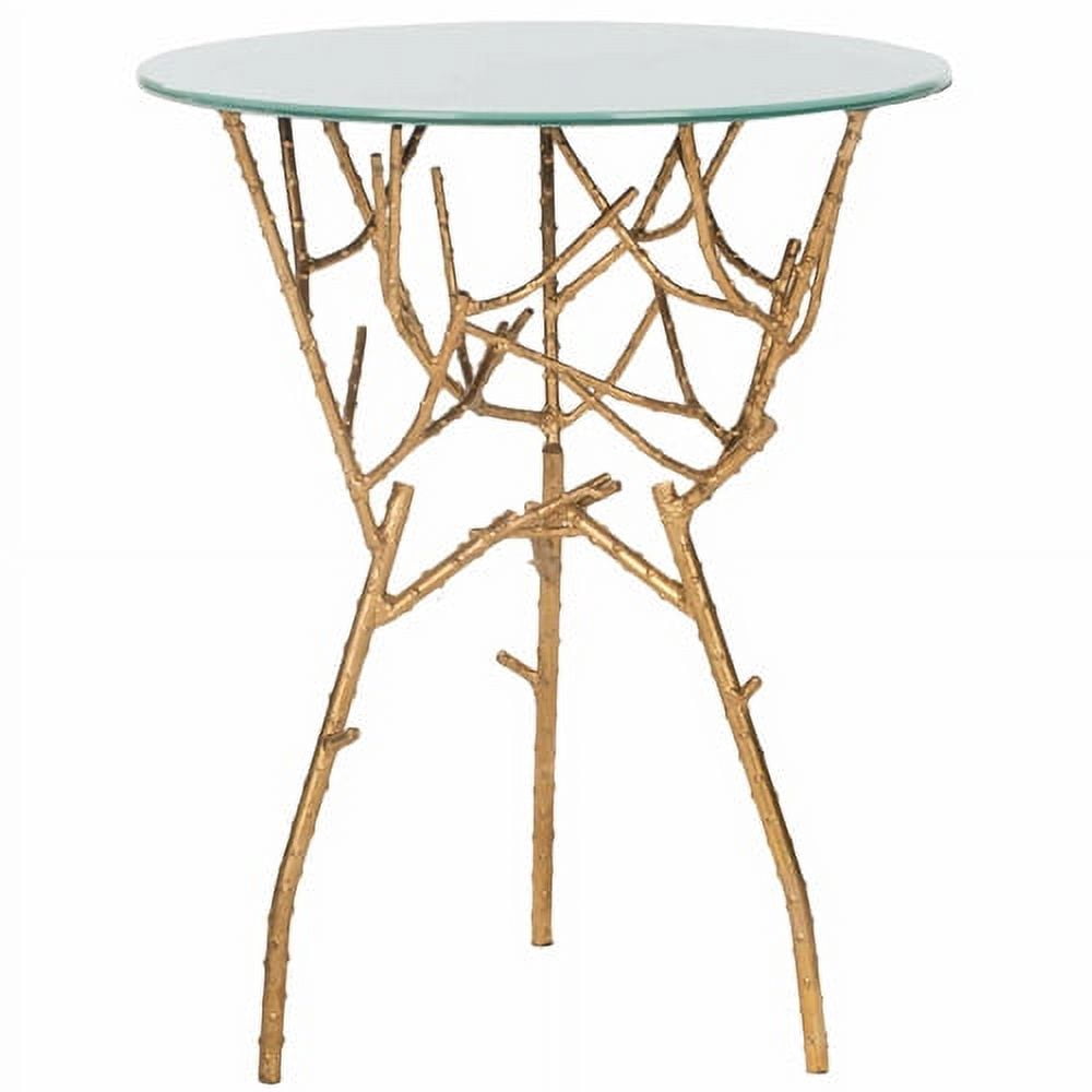 SAFAVIEH Tara 22.5 in. H Branched Glass Top Accent Table, Gold/White