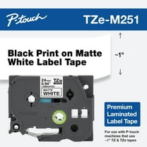 Brother P-touch TZe-M251 Black Print on Premium Matte White Laminated Tape