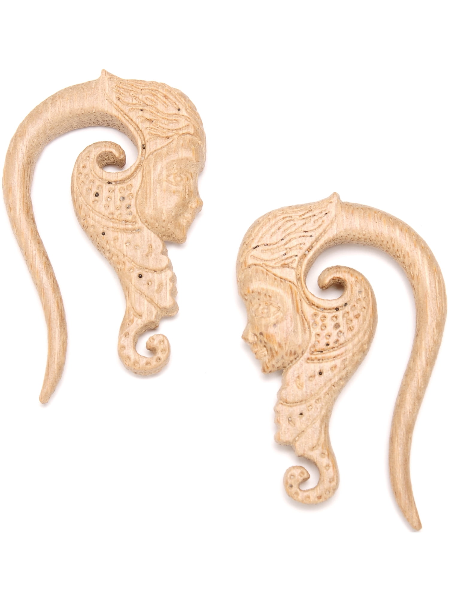 Body Candy Womens Ear Plug Gauges Organic Hand Carved Wood Forest Nymph