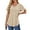 Beige, variant on UVN Summer Blouses for Women Short Sleeves V Neck Shirts Curved Hem Loose Fit Tunic Tops