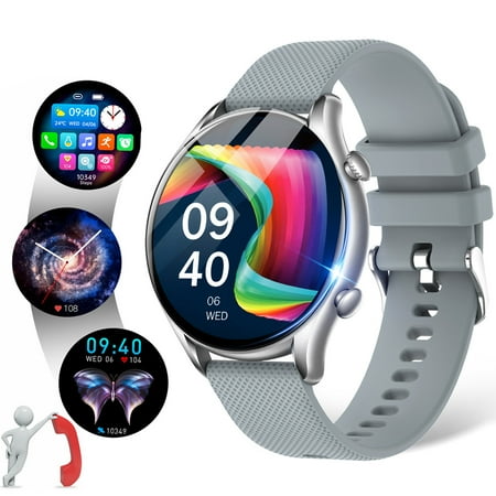 Cyberdyer KT60 Smart Watch for Men with 1.32" Touch Screen Bluetooth Calling Outdoor Sports Smartwatch Compatible with iOS Android, Gray, 1pc