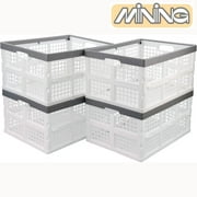 4 Packs 30 L Plastic Collapsible Milk Crates, Stackable Dairy Milk Crates, Collapsible Storage Bins As is shown in