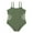 Green, variant on 7-14T Girls Summer One Piece Swimsuits Adjustable Spaghetti Strap Swimwear Floral Hollow-out Bathing Suit, Size 7-14 Years