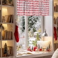 thumbnail image 3 of Merry Christmas Valances for Windows, 42 x 18in, Red White Buffalo Plaid Xmas Snowflakes Rod Pocket Kitchen Valance Curtain Light Filtering Window Treatments for Living Room Bedroom, 1 Panel, 3 of 7