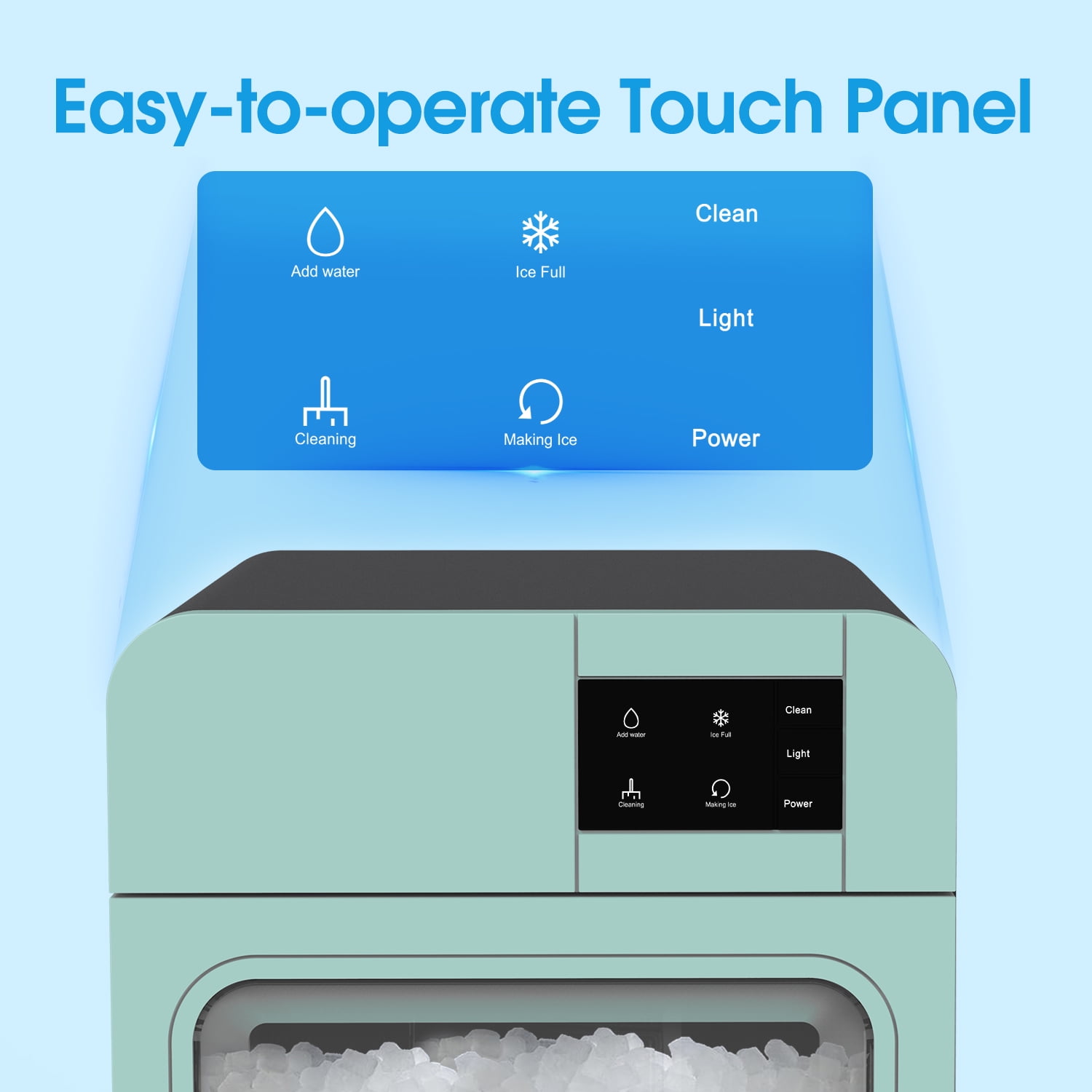 VECYS Nugget Ice Maker W/ Side Water Tank, 44LBS/Day Self-Cleaning, Sage