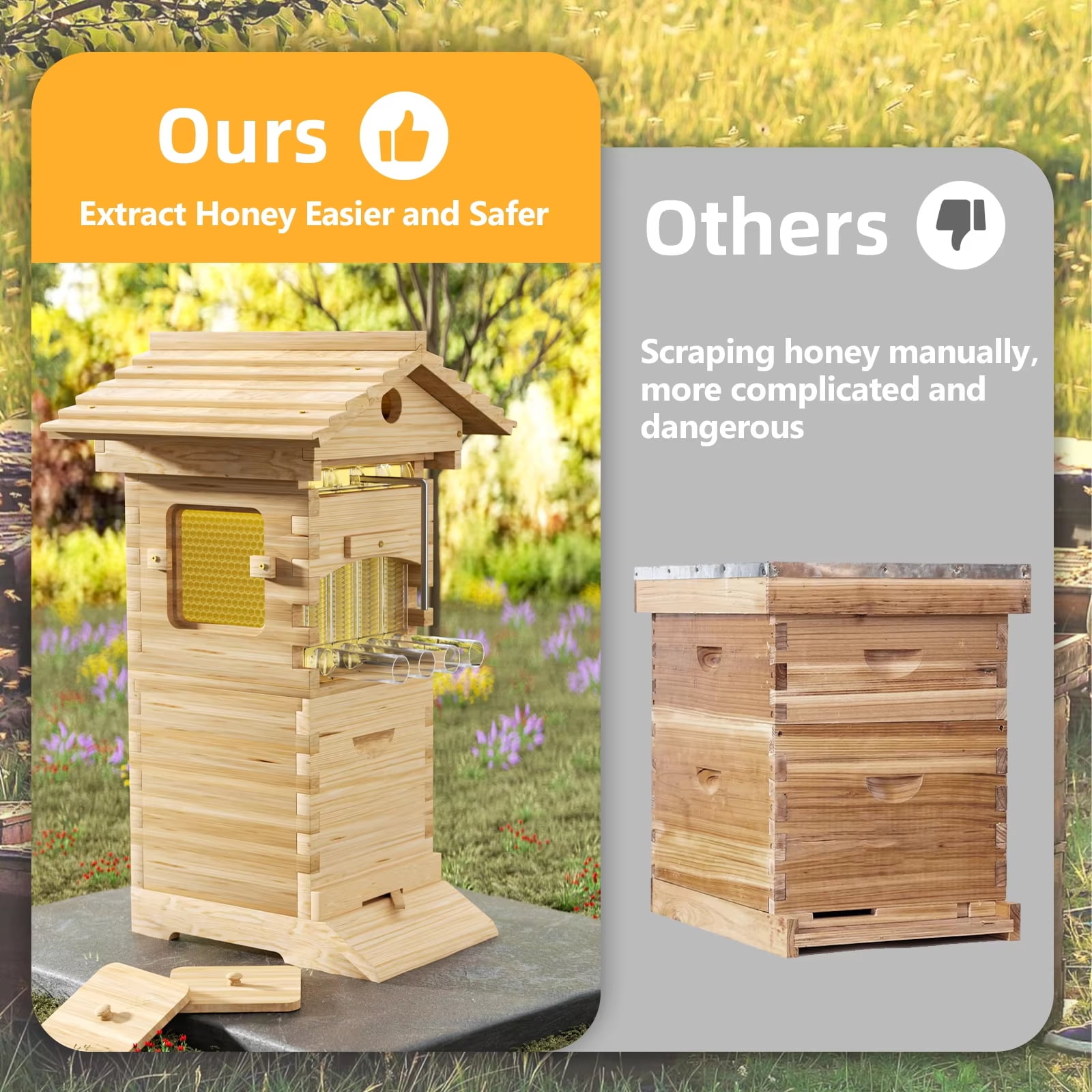 AUSHIVE Bee Hive Self-Flowing Honey Design Cedar Wood