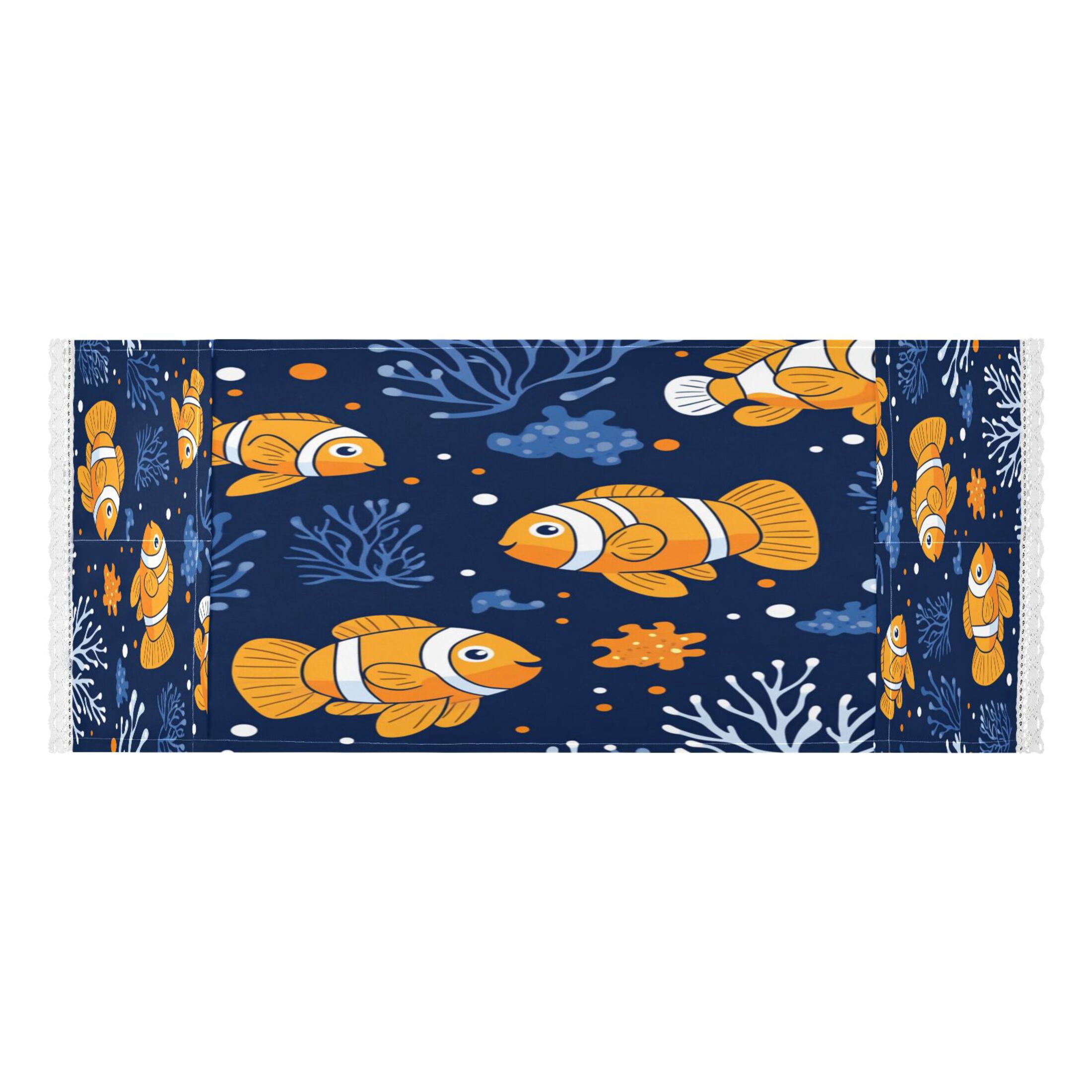 Washing Machine Cover 51.2x22in, Durable Polyester Dust Cover with Lace Trim and Side Pocket for Appliances Cute Clownfish Pattern