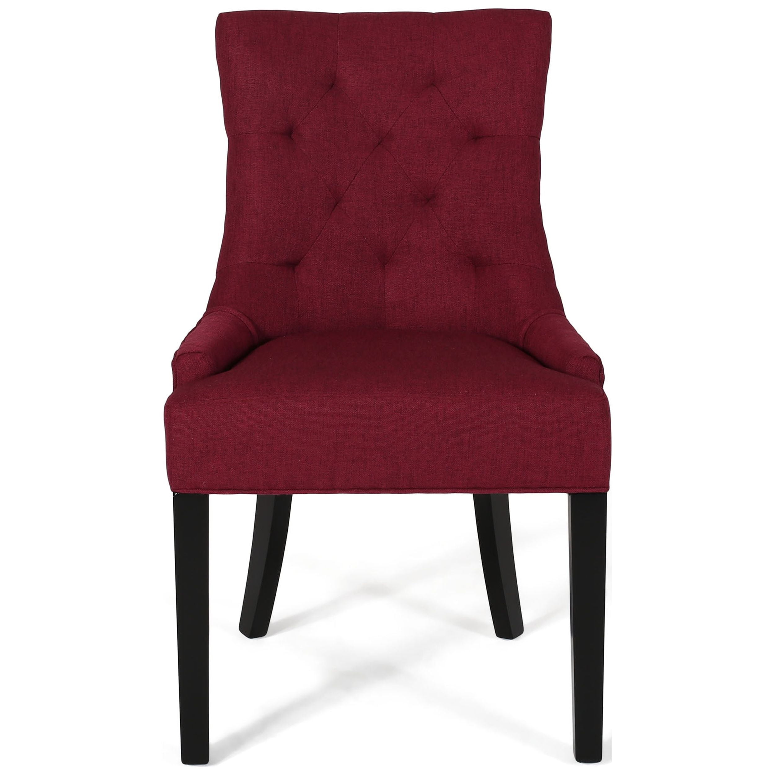 Noble House Byron Fabric Dining Chairs, Set of 2, Deep Red, Dark Brown