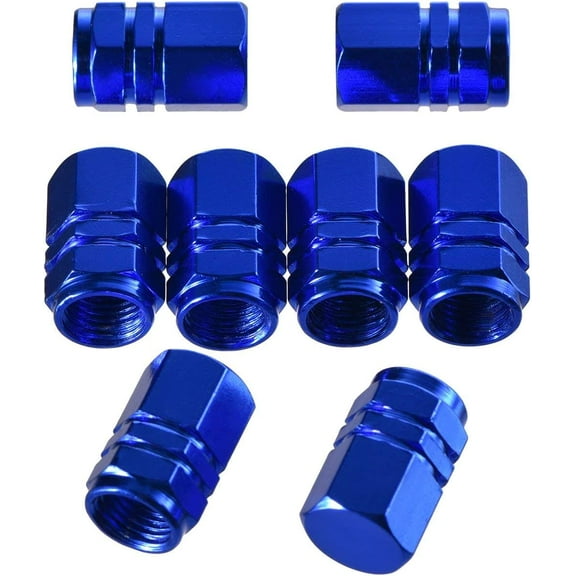 8 Pieces Tire Stem Valve Caps Wheel Valve Covers Car Dustproof Tire Cap, Hexagon Shape (Blue)