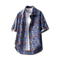 thumbnail image 5 of BLTIBY Men's Summer Beach Outfits 2 Piece Printed Short Sleeve Button Shirts and Drawstring Shorts Vacation Sets with Pockets Lightweight Blue 4 3XL, 5 of 9