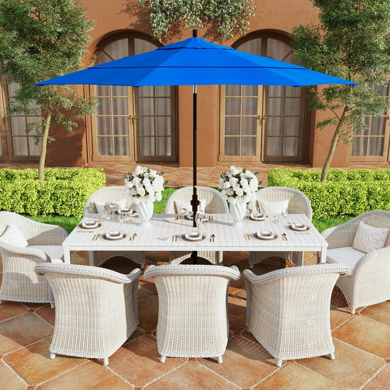 costway 15 ft patio umbrella 15 Feet Double-Sided Twin Patio Umbrella with Crank and Base-Gray