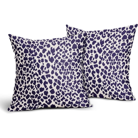Navy Cheetah Throw Pillow Covers 20X20 Inches Set of 2 Blue White Leopard Decorative Pillow Cases Animal Wildlife Pillow Cover Home Decor for Sofa Couch Housewarming Gift Bed Porch Outdoor