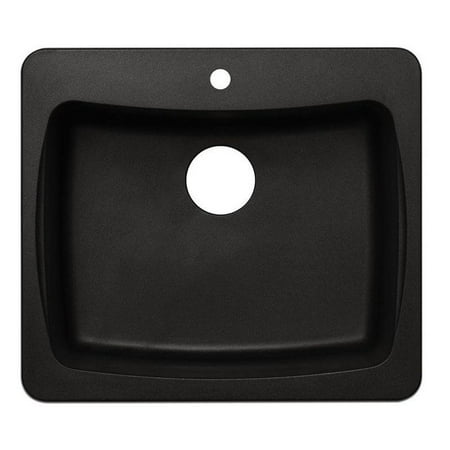 UPC 842678002937 product image for Dual Mount Granite 25x22x8 in. 1-Hole Single Bowl Kitchen Sink in Metallic Black | upcitemdb.com
